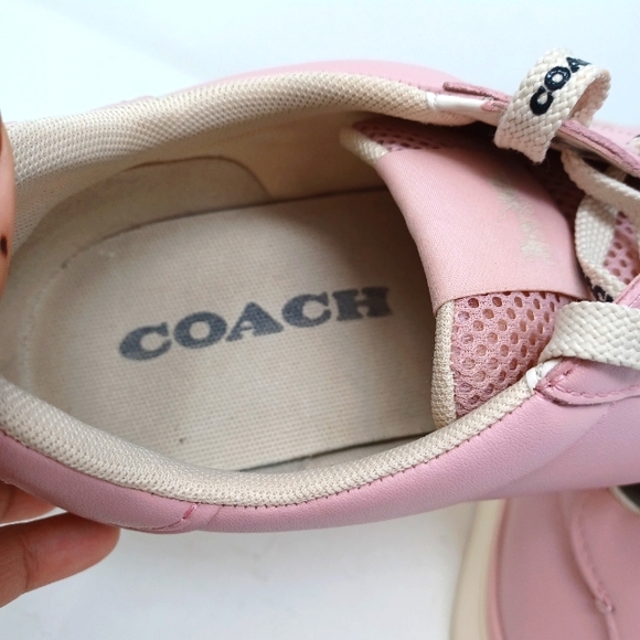COACH Clip Leather Low-top Light Pink Sneakers - Picture 6 of 7